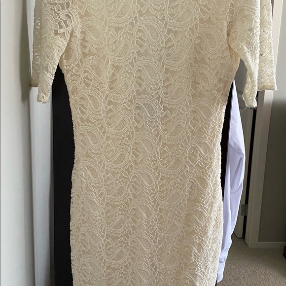 Cream Lace Fitted Dress - Picture 2 of 4